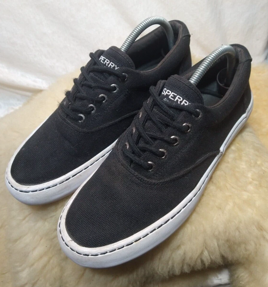 SPERRY TOPSIDER MENS BOAT SHOES CANVAS STS15288 SIZE 8M BLACK - GREAT CONDITION - Image 3 of 4