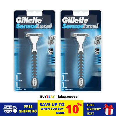 2 X Gillette Sensor Excel Razor 1 Handle + 1 Blades Cartridge Twin blades manual