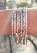 Multi Design 7 Set of Bangles 925 Sterling Silver Bangle Stacking Bangle 5K10