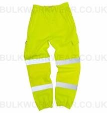 High Vis Pants Trouser Viz Fleece Cargo Safety Joggers Reflective Work Orange
