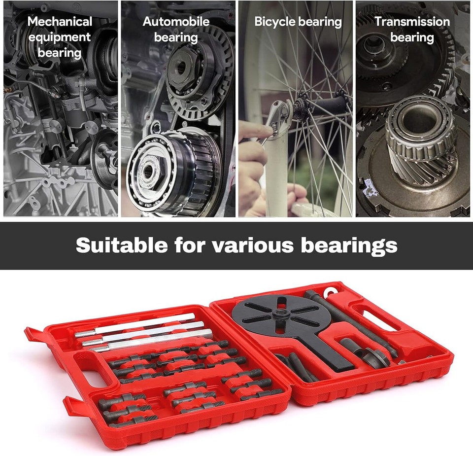 Bearing Disassembly Tools 21-in-1 Blind Bearing Puller Set With 3 Jaw Design - Inner Hole Bearing Removal Tool Kit Blind Hole Bearing Remover - Foto 8
