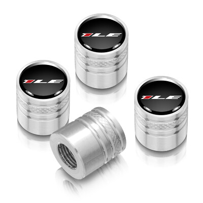 Chevrolet Camaro 1LE Logo Black on Silver Aluminum Cylinder Tire Valve Stem Caps