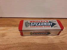 Wrigley's Chewing Gum Metal Tin Hinged box Spearmint Collectors No Gum 6"