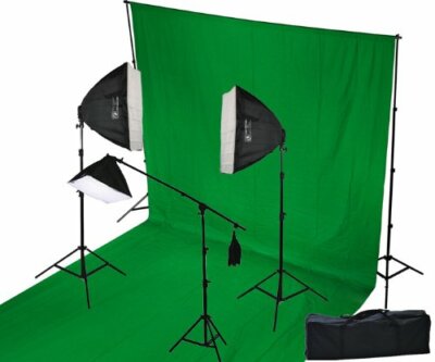 3 Softbox Video Lighting Kit & Background Supports Green Screen Kit H9004SB69G