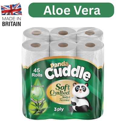 Panda Kuschel Aloe Vera 3-lagig gesteppt weich duftend Badezimmer Taschentücher Rollen Großeinkauf
