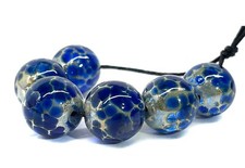 Handmade Lampwork Glass Beads From Murano with Silver Tamara Yarilo Brand 6 Pcs