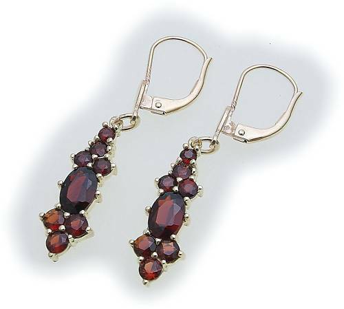 Boucles D'oreilles Femme - Grenat Naturel - Or Jaune 333/8 Carats - Style Goutte