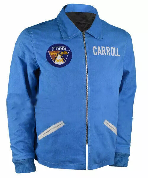 Matt Damon Carroll Shelby Men's Blue Cotton Jacket Free Ship