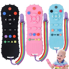 3 Pack Silicone Baby Remote Teether Chew Toy for Infant TV Teething Remote Contr