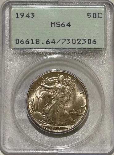 1943 P Walking Liberty Silver Half Dollar PCGS MS64 Gen 1.2 OGH aka Rattler