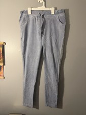 Scandal Italy Malika Pull On Cropped Pants One Size Blue Denim Elastic Waist
