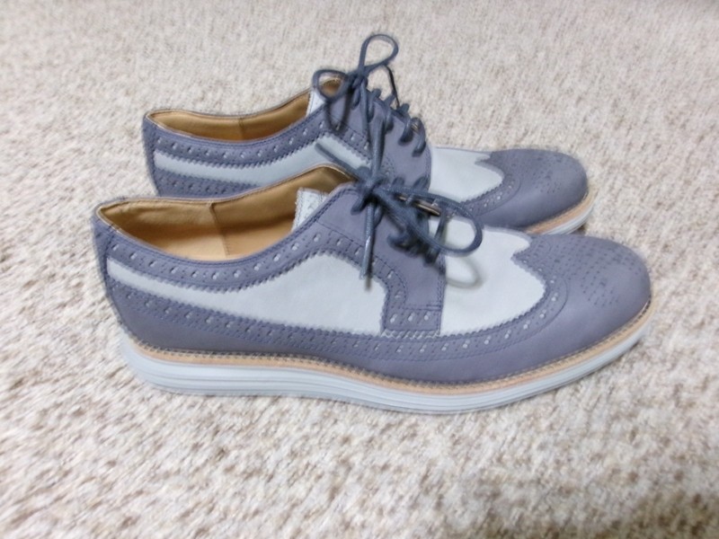Cole Haan Lunargrand Wingtip Oxford Mens Blue Leather Shoes Spring Size 10