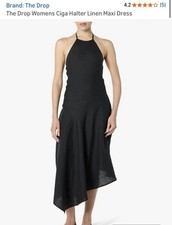 NWT The Drop Women’s Ciga Halter Linen Maxi Dress, Black Sz L 
