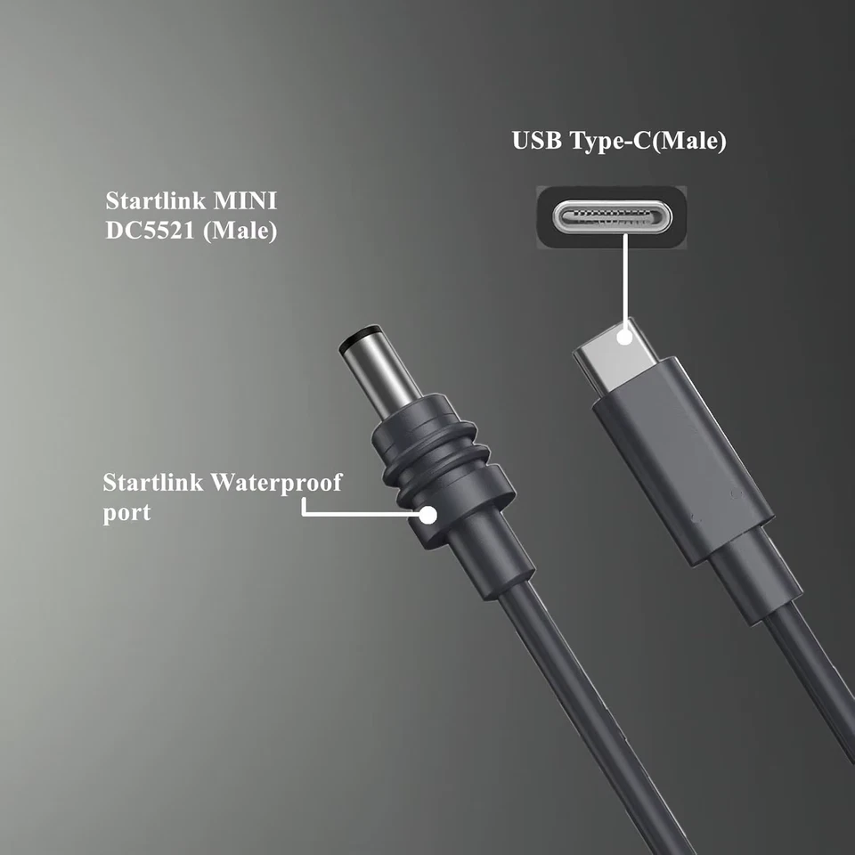 Starlink Mini USB-C to DC Power Cable 5M – Genuine OEM Black – For Starlink Mini - Image 4 of 4