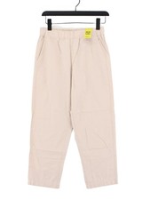 Uniqlo Women's Suit Trousers M Cream 100% Cotton Straight Dress Pants