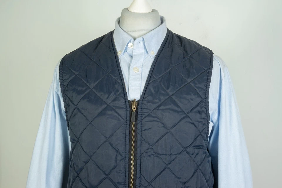 Barbour Waistcoat Zip in Liner Quilted Navy Blue Vest Gilet Liner Size 42 - Image 2 of 4