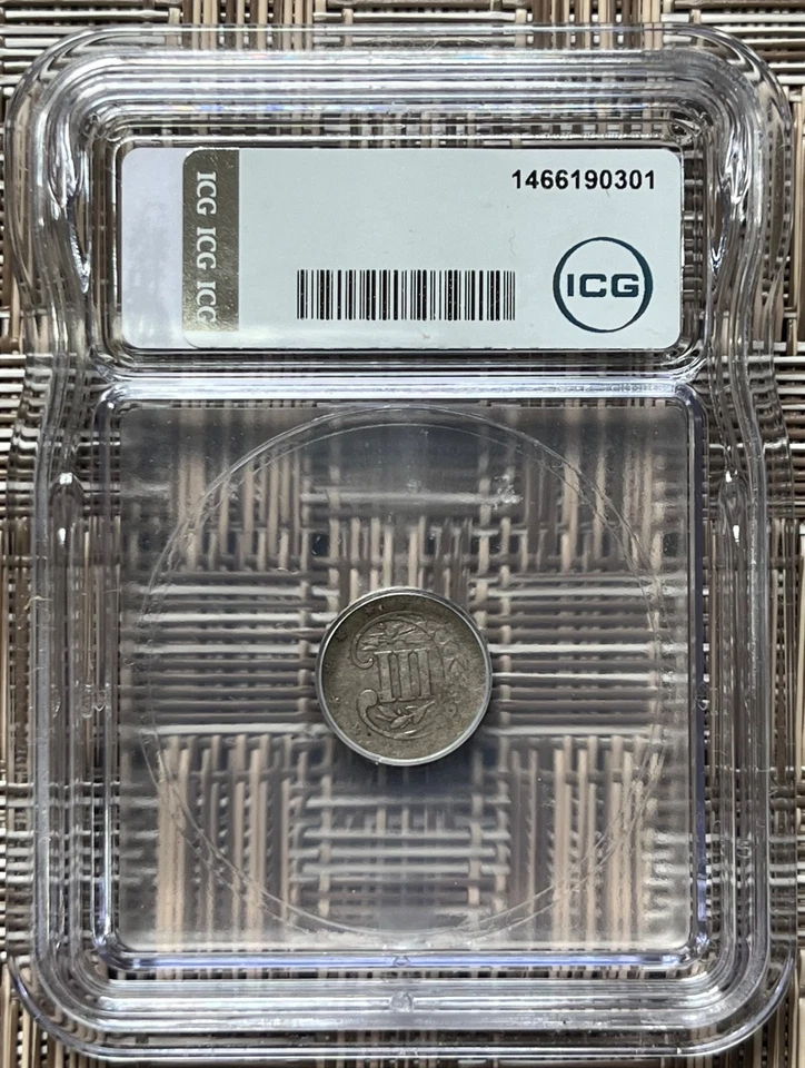 1854 silver three cent piece, ICG G6 - Image 4 of 4