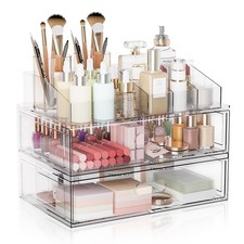Clear Stackable Makeup Organizer with Drawer, 12''W Acrylic Storage Drawers, ...
