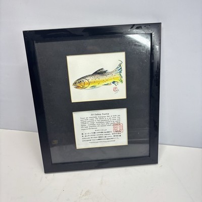 FATE JAPAN Duo Frame 30 SALMO TRUTTA Oriental Print & Text 13'' T Glazed Picture