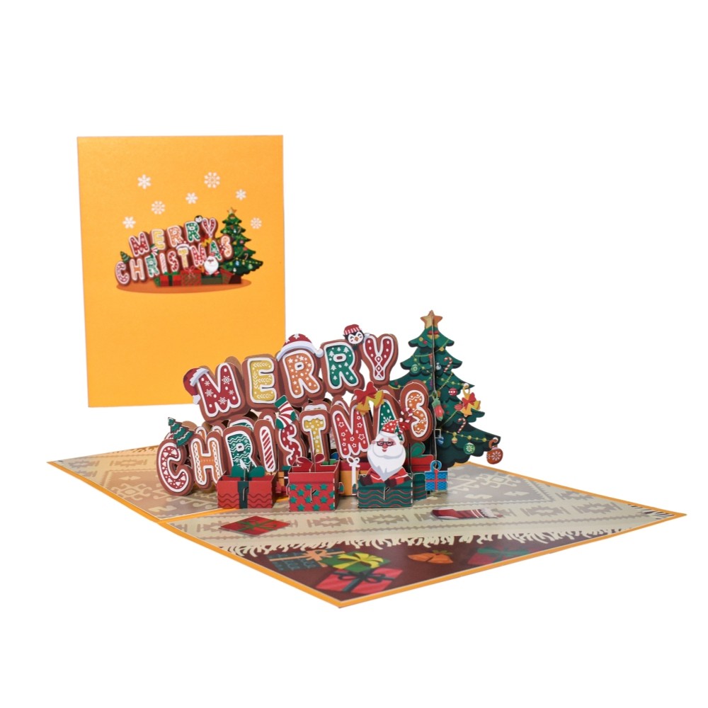  - Jolly & Bright Gingerbread Themed 3D Pop Up Christmas Card - Image 2