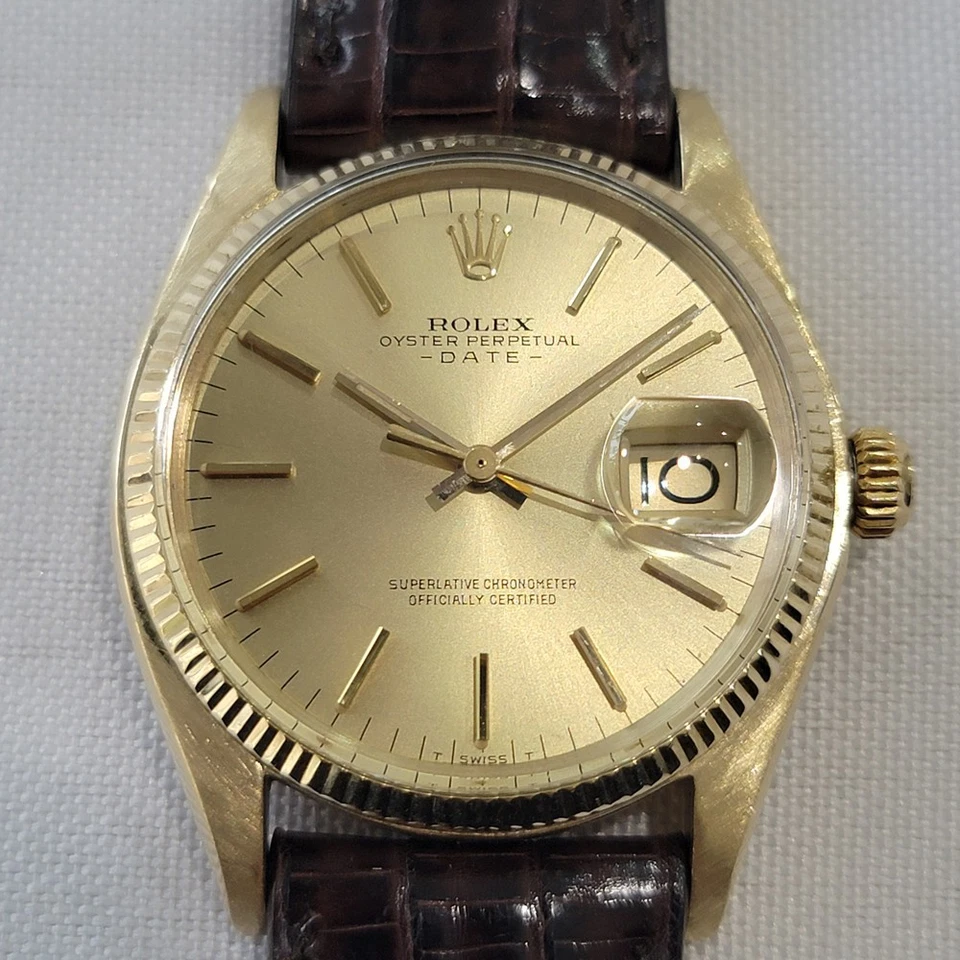 Rolex Oyster Perpetual Date 1503 35mm 14k massiv Gold Herren 70er Automatik RA674 - Bild 3 von 4