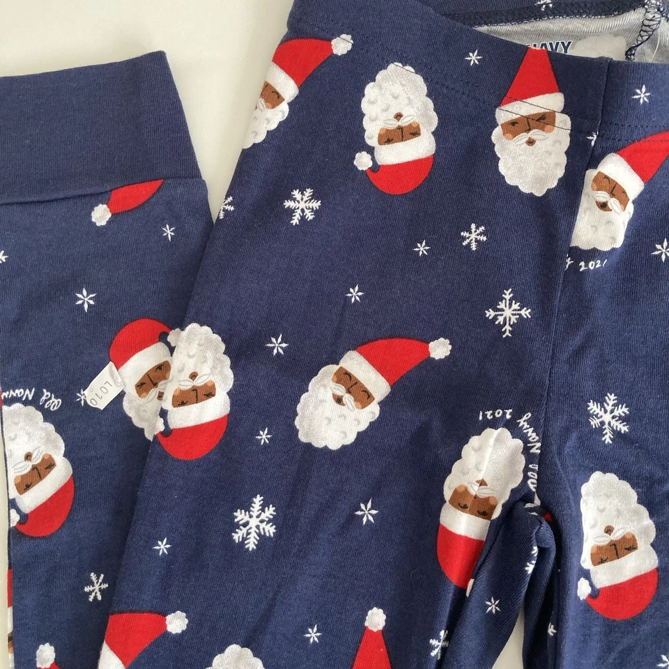 Old Navy Black/African American Santa 2pc Kids Pajama Size L(10) Unisex Navy - Image 4 of 4
