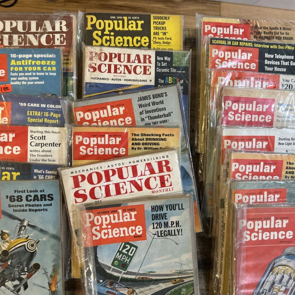36 Vintage Popular Mechanics Magazines 19650’s-60’s–Mixed Condition Lot Offers - Image 3 of 4