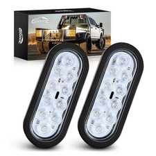 6Inch Oval Trailer Tail Light 2PCS 10LED White Reverse Back Up White 2Pcs