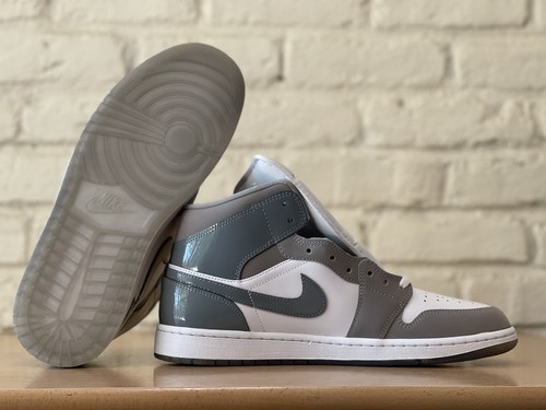 Nike Air Jordan 1 Mid SE Men Size 10 White Medium Grey Cool Grey HF3216-100 New - Picture 7 of 9