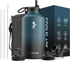 Water Bottle 4 L Insulated with Straw&3 Lids, One Gallon Water Jug Large Stainle