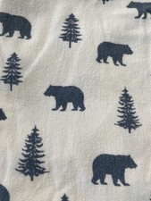 Eddie Bauer Home Queen Flat sheet And 1 Pillowcase Bear Trees Cabin Flannel