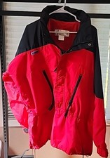 Columbia Men's XL Red Black Ski Jacket 100 Nylon Zip Winter Sports F4 SM 3130