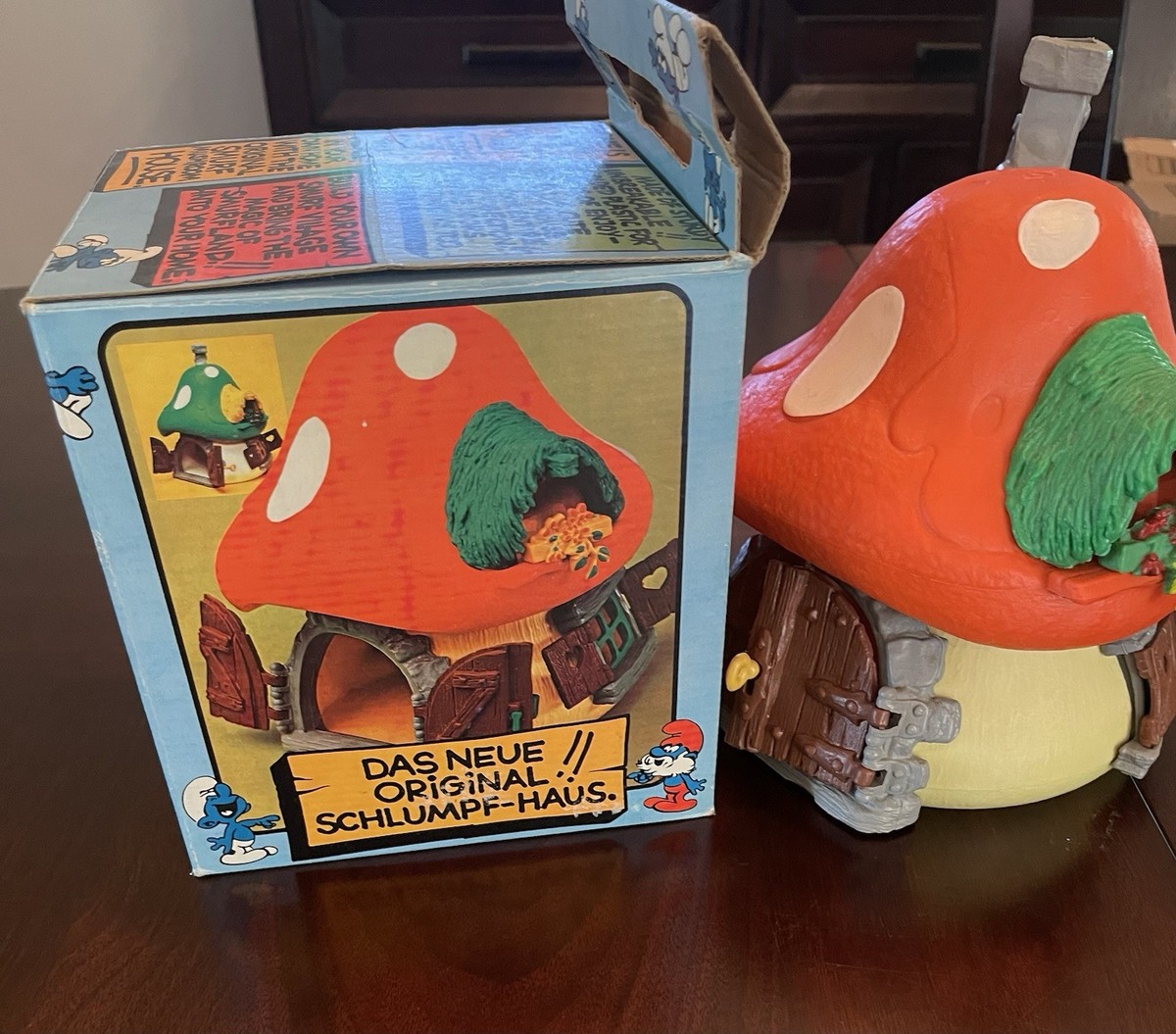 Vintage Smurfs Original Mushroom House 1976 Schleich COMPLETE with