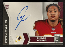 2020 Elite CHASE YOUNG Rookie Pen Pals Blue Auto On Card Autograph RC  NFL 49ers. rookie card picture