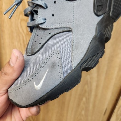Nike Air Huarache Grey Suede Black Running Shoes Mens 11 DO6708