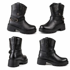 Stivali donna ANFIBI STIVALETTI scarpe TRONCHETTI  Nero 36 37 38 39 40 41