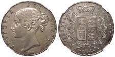 1844 Britain Victoria Silver Crown Scarce NGC AU Undergraded Great Details