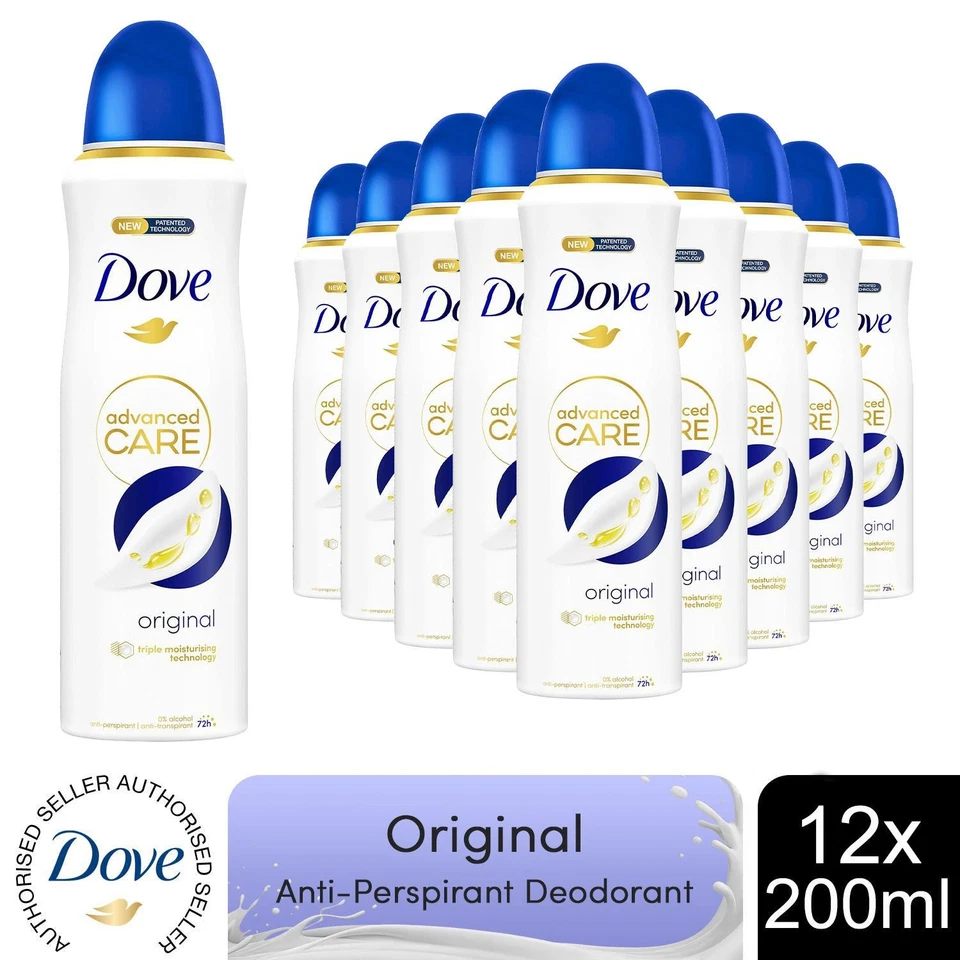12x Dove Advanced Care Anti-Perspirant Deodorant Spray Original, 200ml