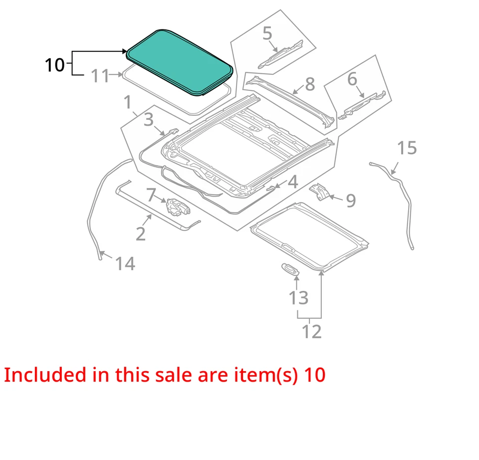 2003-2008 Infiniti FX35 FX45 Sun Roof Sunroof Window Glass Factory OEM - Image 3 of 4