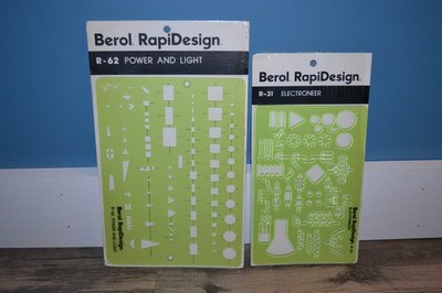 BEROL RAPIDESIGN DRAWING TEMPLATES R-31 AND R-62 ELECTRONEER POWER AND LIGHT