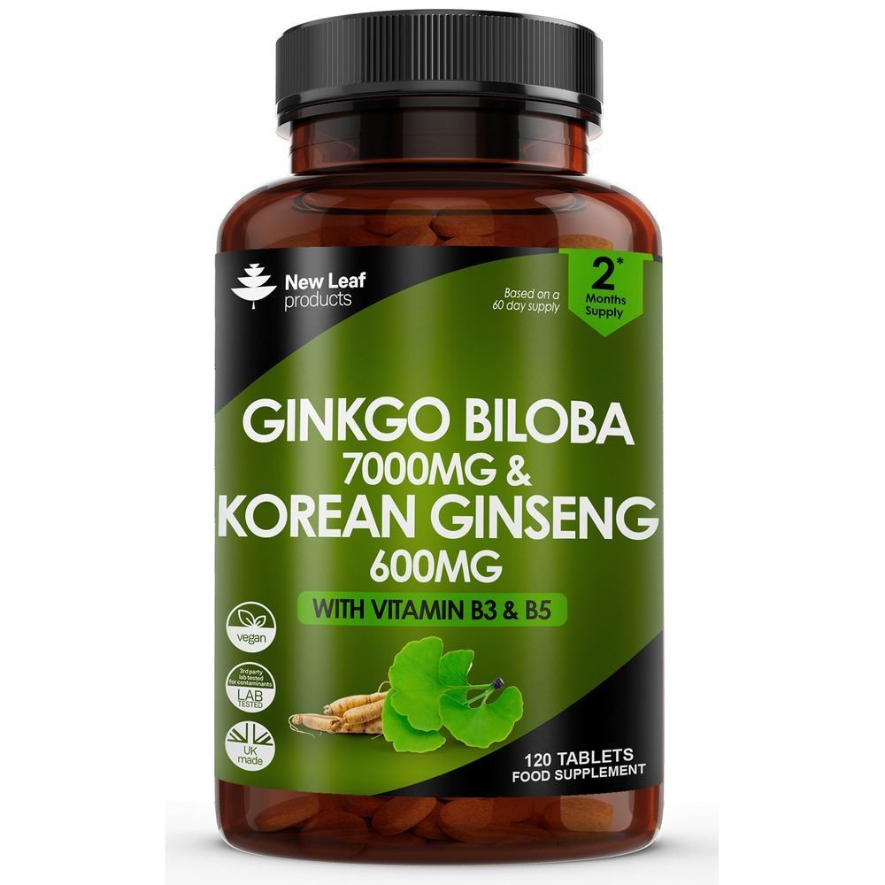 Ginkgo Biloba & Korean Ginseng Tablets 120 Vegan New Leaf - Image 4