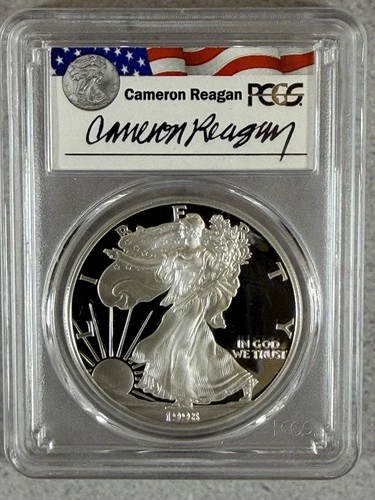 PR69 DCAM 1998-P American Silver Eagle Legacy Cameron Reagan Signed PCGS *8P29