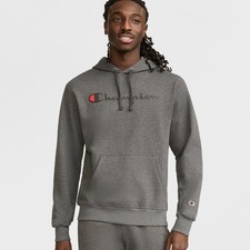 Champion Men's Script Logo Powerblend Fleece Hoodie, Color Size Options