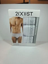 2xist Cotton Essentials 3 Pack Fly Front Briefs White Underwear Mens Size 38