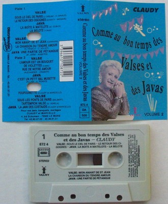 CLAUDY LIKE AU BON TEMPS DES VALSES ET DES JAVAS VOLUME 2 (K7 AUDIO)  