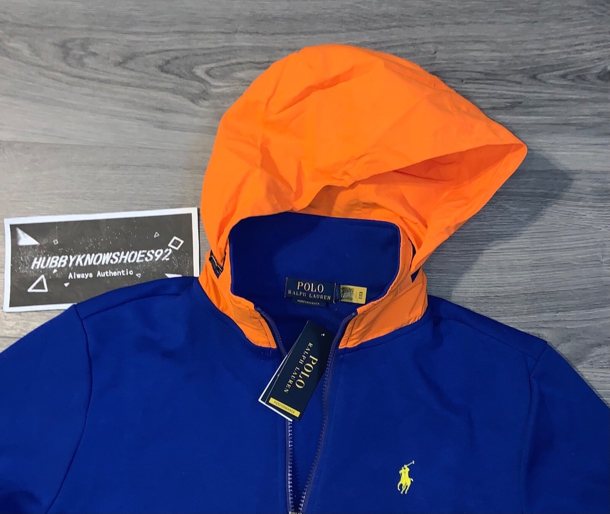 POLO RALPH LAUREN Men's Blue Orange Double Knit Hybrid 1/4 Zip