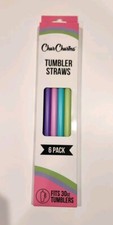 NEW CharCharms Glitter Straws SPRING COLORS - 30 oz Tumbler Pack Of 6 Straws