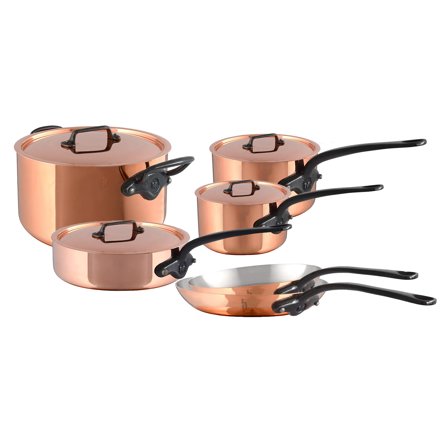 Mauviel M'Heritage M'150c 10 Piece Copper Cookware Set With Cast Iron