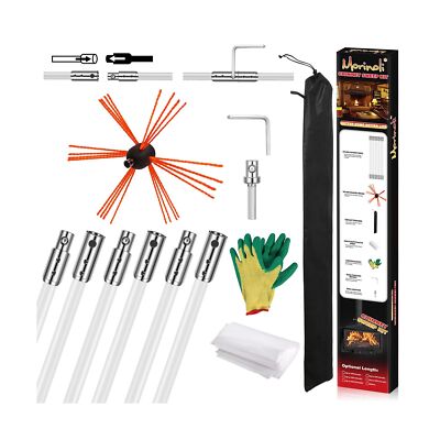 Morinoli 20 Feet Chimney Sweep Kit, Chrome Button Locking System