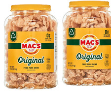 Mac's Chicharrones Original Flavored Crispy Fried Pork Skins, 11 oz Pack of 2 
